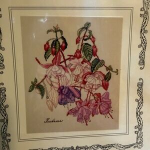 The Studio Inc Fuchsias Cross Stitch Design 38 Cindy Rice Botanical Bonus Cloth
